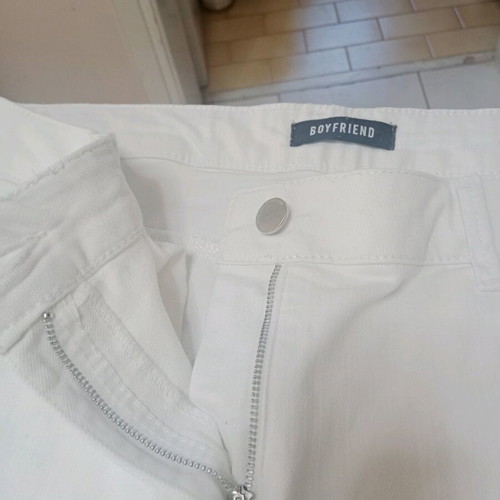 M&S women's boyfriend pants white new size 42