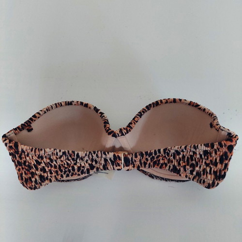 Victoria's Secret bikini leopard print brown used, high-rise bottom size S, top 32D/D70