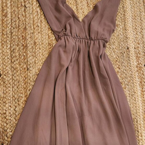 Airy dress like new, beige, open neckline, size S