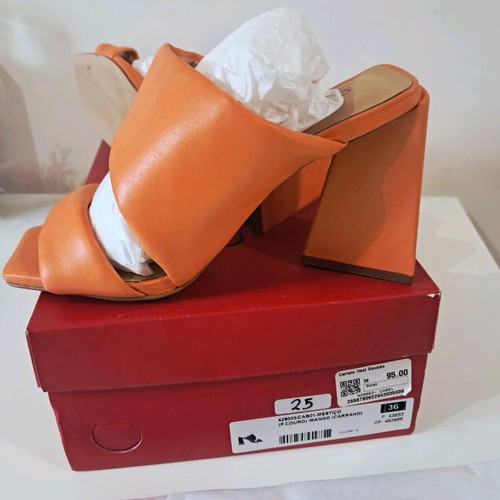 Carrano orange heeled sandals like new, size 36, 10 cm heel