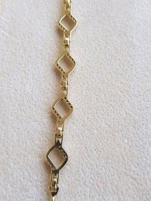 Gold bracelet K14 with zircon and double chain like new