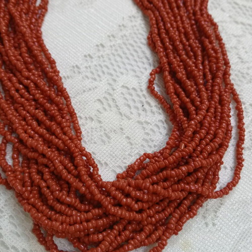Multistrand necklace vintage '80, new, red and silver beads