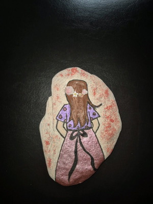 Decorative stone made to order with painting and 3D flowers