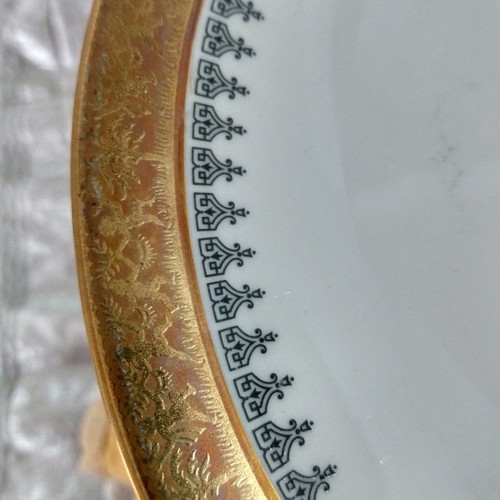 Bavaria porcelain plates new, set of 6 with gold design