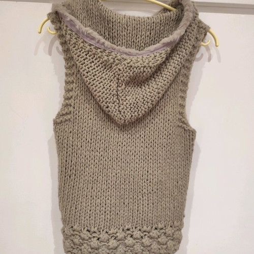 Knitted sleeveless vest with hood like new
