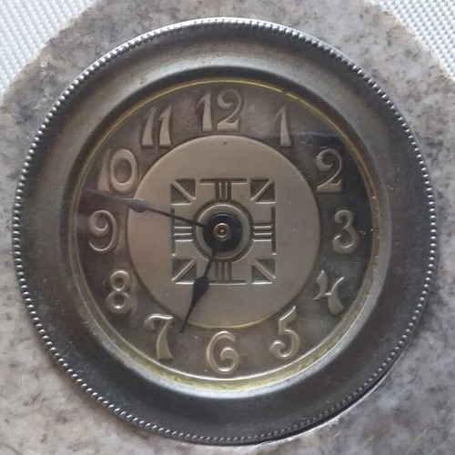 Marble mantel clock used, German, solid with Arabic numerals