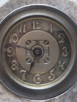 Marble mantel clock used, German, solid with Arabic numerals