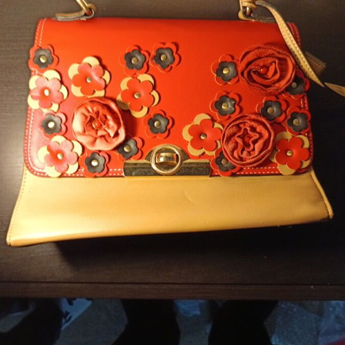 Laura Vita women's handbag like new, beige multicolor