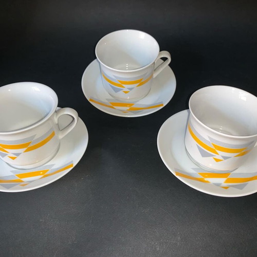 Set of 3 Vintage Porcelain Cups with Saucers Ionia used
