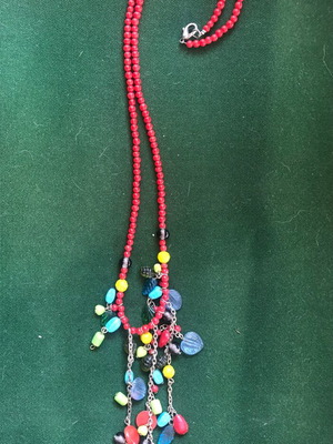 Ethnic long women's necklace like new, red