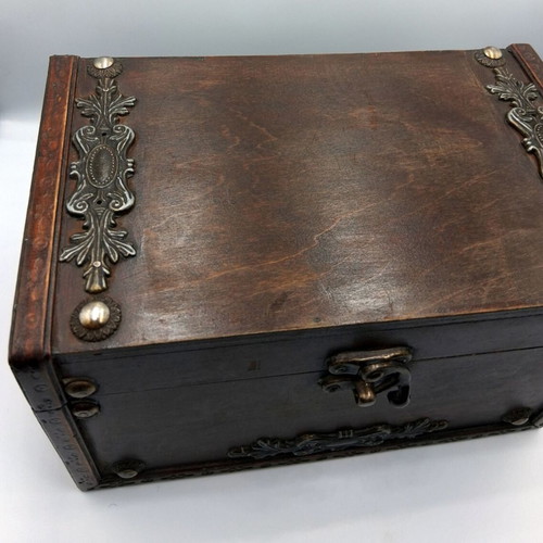 Vintage wooden box with decorative elements like new