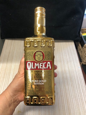 Olmeca Pure Gold Edition tequila bottle, vintage collectible
