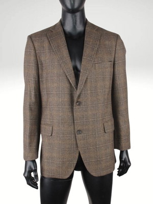 Oscar Jacobsen Gilbert Loro Piana Merino men's blazer size L brown check like new