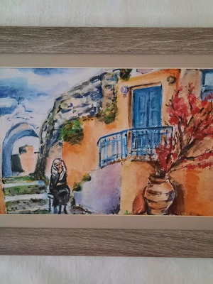 Painting The Village 25×35 cm pastel new