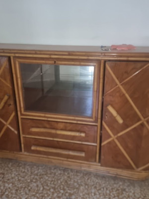 Vintage bamboo sideboard used, mid-century boho style