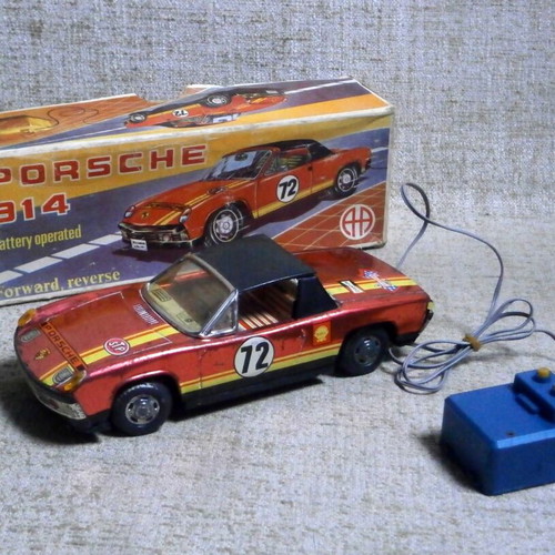 Porsche 914 A. Ananiadis Tin Toy new with battery box and vintage remote control