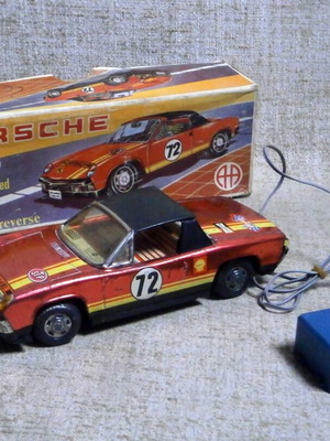 Porsche 914 A. Ananiadis Tin Toy new with battery box and vintage remote control