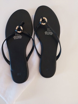 H&M flip flops with front ring, black, size 39