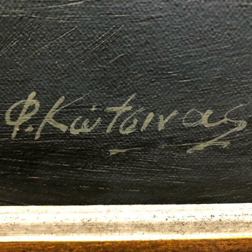 Fotis Kotsinas oil painting used, battle scene of German battleship Bismarck