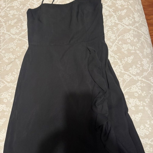 Mini black dress Milk and Honey like new with crisscross straps and ruffle