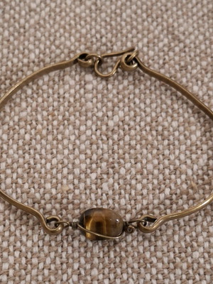 Handmade bronze bracelet with tiger eye stone like new