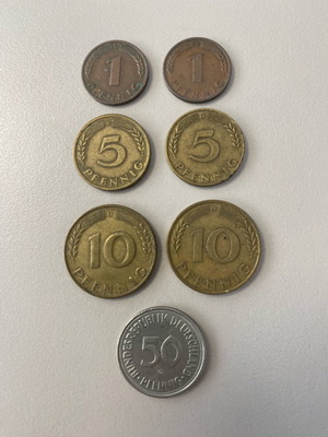 Συλλεκτική σειρά 7 νομισμάτων Pfennig Γερμανίας 1949-1950 μεταχειρισμένη