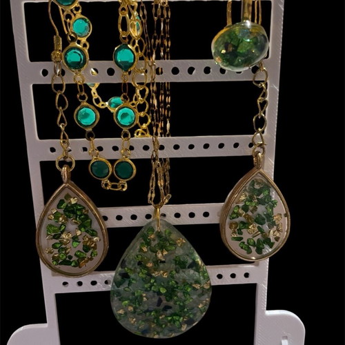 Handmade emerald jewelry set new, green and gold