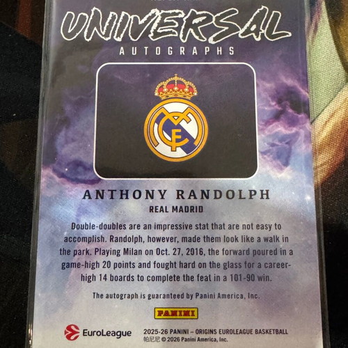 Panini 2025-26 Origins EuroLeague Universal Auto Anthony Randolph /99