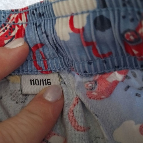 Boys' swim shorts used, size 110-116, blue with car print