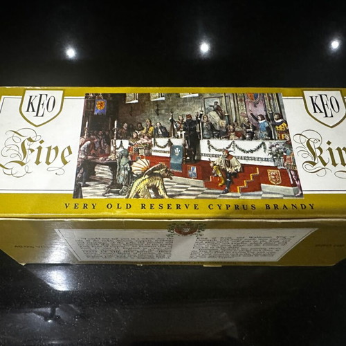 KEO Five Kings Very Old Reserve Cyprus Brandy 1990 collectible, like new