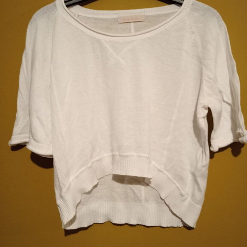Cache Cache knitted cropped blouse white new M/L