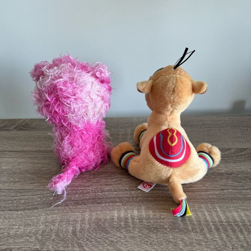 Beanie Boos Reagan cat and Jamal camel plush toys used, 15 cm