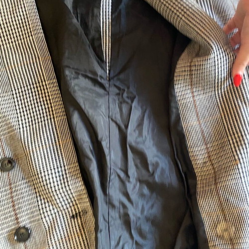 Stradivarius checked coat like new, black and beige