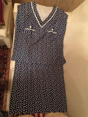 Women's set with V-neck blouse and printed skirt size L used