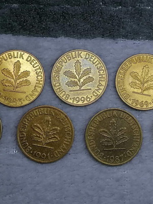 German coins used, pack of 7 pieces
