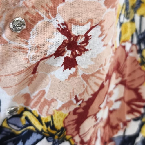 Floral cotton-linen dress L-XL like new, multicolor