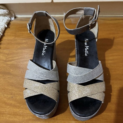 New Matic platform sandals silver-gold glitter, like new