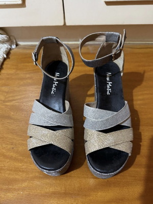 New Matic platform sandals silver-gold glitter, like new
