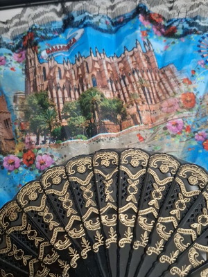 Fabric fan new with Mallorca scenes
