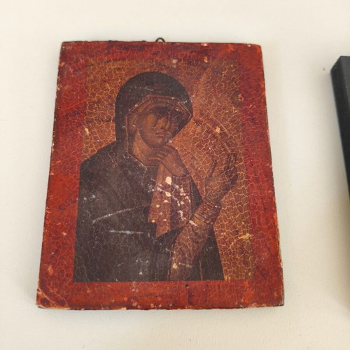 Christian icons used, set of 6 Greek small to medium size (1970-1990)