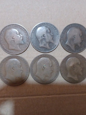 English One Penny Edward VII coins used, various dates 1902–1910