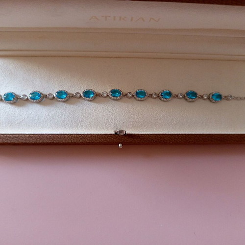 Atikian bracelet silver with blue topaz and white zircon new