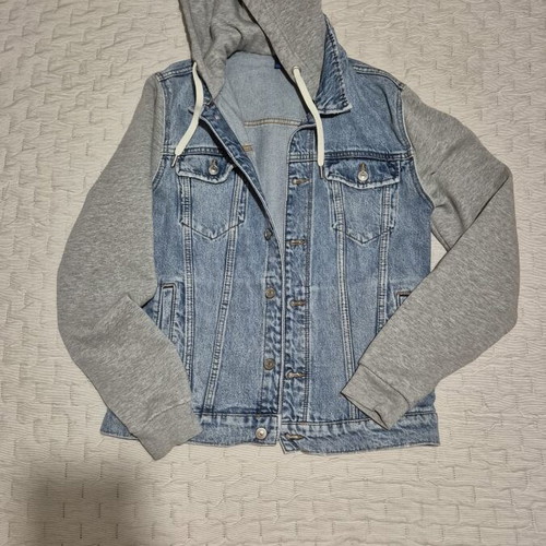 H&M men's denim jacket with grey hood