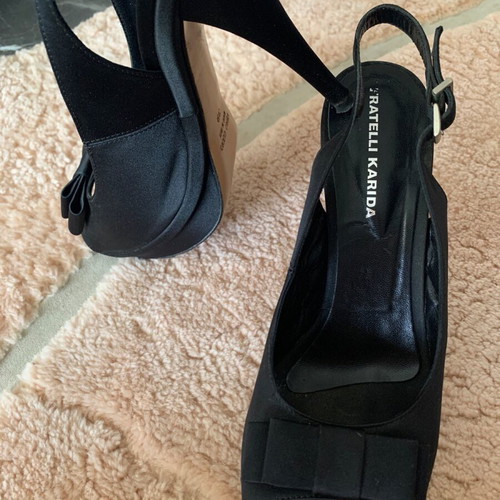 Fratelli Karida shoes size 39, like new, black satin 12cm heels