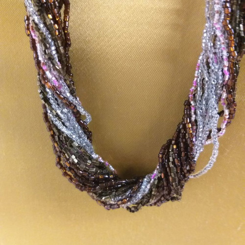 Vintage short necklace with small beads and many strands, new