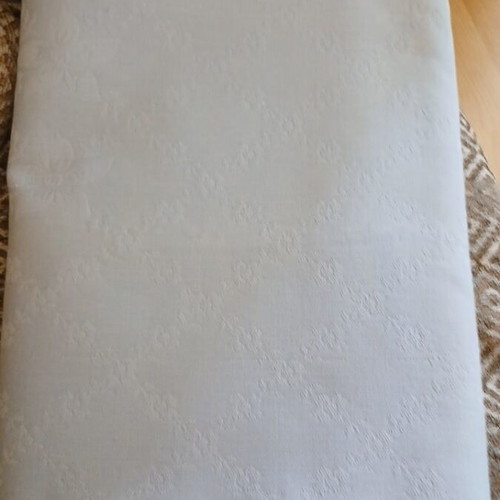 Vintage pique blanket like new, 35+ years, blue jacquard floral design