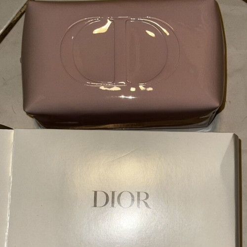Dior make up bag, dusty pink with embossed logo