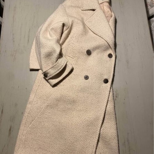 Tom Tailor women's coat vintage herringbone off white medium like new