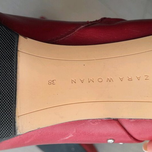 Zara leather ankle boots used, size 38, burgundy