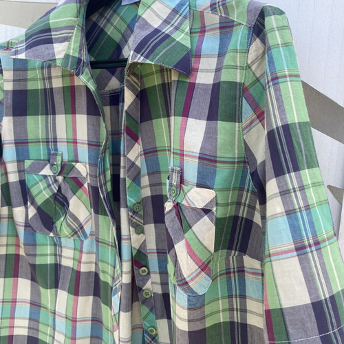 Checked shirt like new, summer short sleeve, multicolor, size L